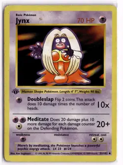 Jynx 31/102 Uncommon Base Set Shadowless Pokemon 1st Edition Heavily Played - Image 1