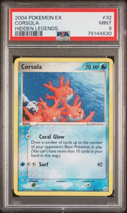 2004 Pokemon EX Hidden Legends Corsola 32/101 Uncommon Vintage TCG Card PSA 9 - Image 1