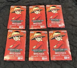 One Piece CCG OP-13 Lot of 6 Sleeved Booster Packs Factory Sealed English TCG - Image 1