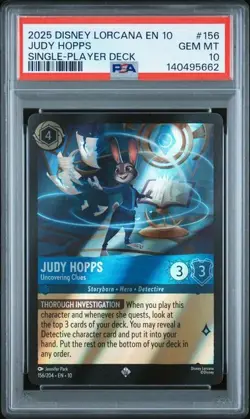 Disney Lorcana Judy Hopps Uncovering Clues Starter Deck Foil PSA 10 POP 2 - Image 1