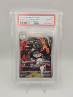 PSA 10 Team Rocket's Houndoom 191/182 Illustration Rare Pokemon Destined Rivals - Image 1