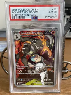 PSA 10 Team Rocket's Houndoom 191/182 Destined Rivals Illustration Rare POKEMON - Image 1