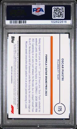 2024 TOPPS CHROME FORMULA 1 BLACK & WHITE RAYWAVE #175 OSCAR PIASTRI PSA 10 - Image 2
