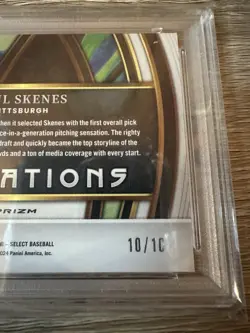 2024 Panini Select - Sensations Paul Skenes #17 Gold Prizm /10 Rookie PSA 10! - Image 4