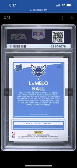 LaMelo Ball 2020-21 Donruss RED BLUE LASER RATED ROOKIE #202 /15 PSA 10 GEM MINT - Image 4