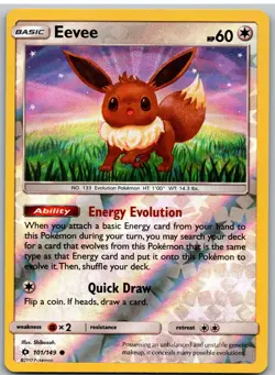 Eevee 101/149 Common SM Base Set Pokemon Reverse Holo - Image 1
