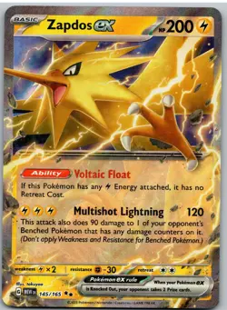 Zapdos ex 145/165 Double Rare 151 Pokemon - Image 1