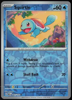Squirtle 007/165 151 Common Reverse Holo Pokemon NM - Image 1