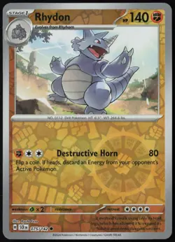 Rhydon 75/142 Stellar Crown Common Reverse Holo Pokemon NM - Image 1