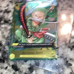 One Piece Card Game Roronoa Zoro Character Card P-042 Promo Holo 5000 Power - Image 1