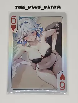 beautiful delicate moan waifu card six of hearts - Image 1