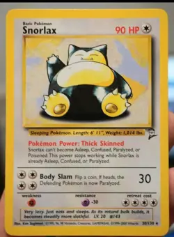 Snorlax Base Set 2 30/130 Rare Vintage Pokemon Card TCG WOTC - Image 1