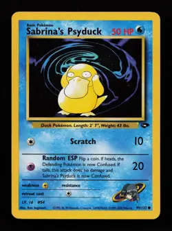 Sabrina's Psyduck 99/132 Unlimited Common Gym Challenge Pokemon Cards - Image 1