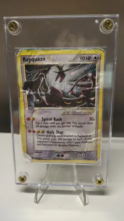 Rayquaza Gold Star EX Deoxys Card 107/107 Series - Heavily Played Damaged Cond - Image 1