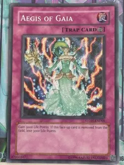 YuGiOh 1x Aegis Of Gaia Secret Rare STON-EN068 Strike Of Neos NM - Image 1