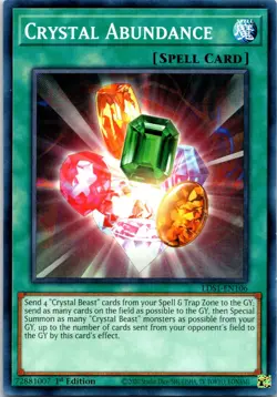 2020 YuGiOh Crystal Abundance Legendary Duelists: Season 1 LDS1-EN106 1st Ed - Image 1