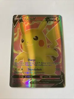 Pokemon Pikachu V Full Art Ultra Rare Holo 190 HP Swsh04 Vivid Voltage 170/185 - Image 1