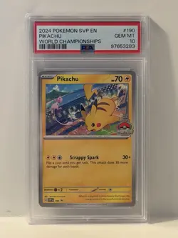 2024 Pokemon SVP EN Pikachu World Championships #190 PSA 10 GEM MT - Image 1
