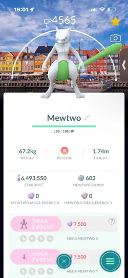 Pokemon Go Shiny Legendary Mewtwo ( Denmark Background) ( MAX CP ) - Image 1