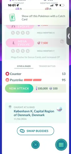 Pokemon Go Shiny Legendary Mewtwo ( Denmark Background) ( MAX CP ) - Image 2