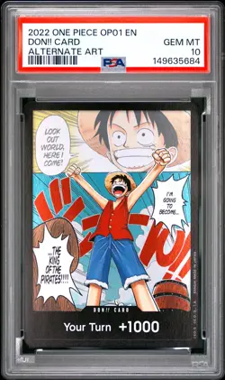 2022 ONE PIECE OP01-ROMANCE DAWN ALTERNATE ART DON!! CARD PSA 10 - Image 1