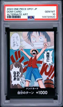 2022 ONE PIECE JAPANESE OP01-ROMANCE DAWN ALTERNATE ART DON!! CARD PSA 10 - Image 1
