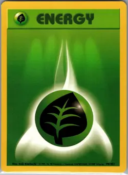 Grass Energy 99/102 Non Holo Base Set - Pokemon Card - NM - Image 1