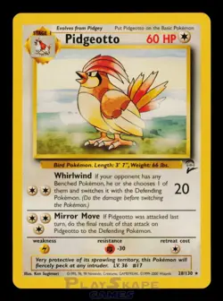 Pokemon Card Pidgeotto 28/130 Base Set 2 Rare WOTC Vintage LP 2000 - Image 1