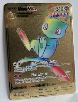 Pokemon Mew Karte Metal Gold VMAX Fusion Strike Geschenk Kinder Geburtstag Mint - Image 1