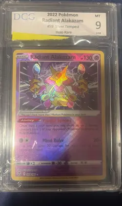 Pokemon Alakazam TCG Radiant Silver Tempest Holo Card DCG 9.5 - Image 2