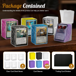 6-Pack Deck Box Set with Card Sleeves & Divider. Commander Deck Organizer Compat - Image 2