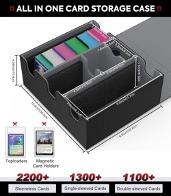 Card Storage Box for Trading Cards, 2200+ MTG Deck Box with 8 Colorful Divider T - Image 3