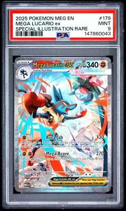 2025 POKEMON MEG EN-MEGA EVOLUTION #179 MEGA LUCARIO EX PSA 9 - Image 1