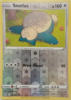 206/264 SNORLAX REVERSE HOLO FUSION STRIKE POKEMON CARD - Image 1