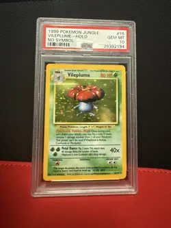 1999 Pokemon Jungle *NO SYMBOL* #15 Vileplume-Holo PSA 10 - Image 1