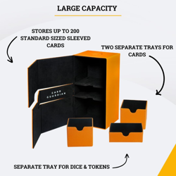 - Premium Double Deck Box (Orange) for 200+ Cards Trading Card Games TCG Perfect - Image 3
