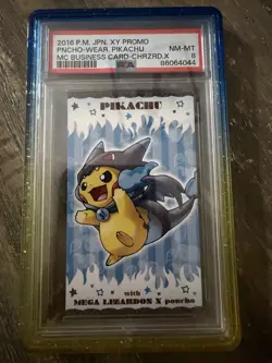 5 Pokemon Poncho-Wearing Pikachu X Business Card PSA 8 - Image 1