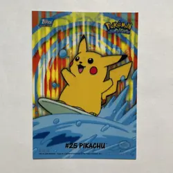 Surfing Pikachu 2000 Topps Pokemon TV Animation Series 2 25 8 of 10 Trading Card - Image 1