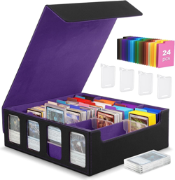Card Storage Box - 3000+ MTG Deck Box, 24 Colorful Dividers, Commander Card Deck 7445055899828 - Image 1