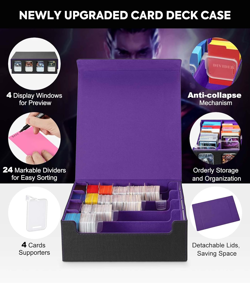 Card Storage Box - 3000+ MTG Deck Box, 24 Colorful Dividers, Commander Card Deck 7445055899828 - Image 2