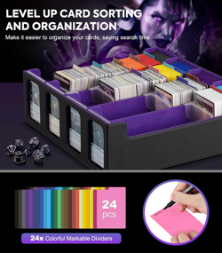 Card Storage Box - 3000+ MTG Deck Box, 24 Colorful Dividers, Commander Card Deck 7445055899828 - Image 5