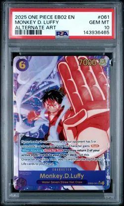 PSA 10 Monkey D. Luffy EB02-061 One Piece Card Game EN Foil Alt Art SR 2025 - Image 1
