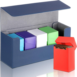 6 Pieces Deck Card Storage Box, 1 Leather Deck Case with 5 Plastic Card Boxes Pl - Image 1