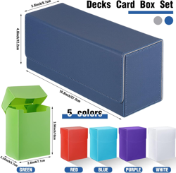 6 Pieces Deck Card Storage Box, 1 Leather Deck Case with 5 Plastic Card Boxes Pl - Image 2