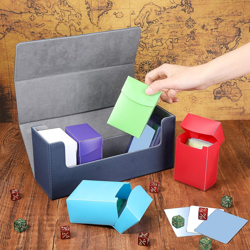 6 Pieces Deck Card Storage Box, 1 Leather Deck Case with 5 Plastic Card Boxes Pl - Image 4