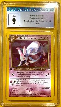CGC 9 MINT Dark Espeon Neo Destiny 1st Edition 4/105 Holo Pokemon Card - Image 1