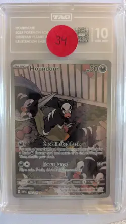 2023 POKEMON OBF EN-OBSIDIAN FLAMES 204 HOUNDOOR ILLUSTRATION RARE - TAG 10 - Image 1