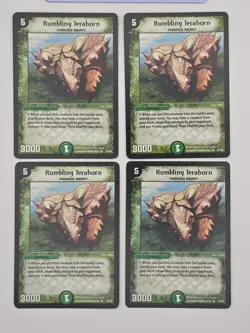 Duel Masters Cards TCG - Rumbling Terahorn - Rare DM-02 - 4 Card Lot - MP-LP - Image 1