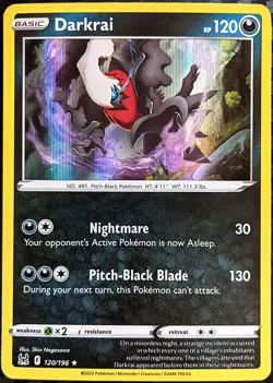 Lost Origin Holo Rare Darkrai ◓ 120/196 ◓ Shin Nagasawa ◓ Pokemon Card LP - Image 1