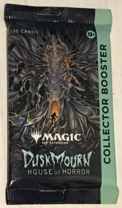 2024 Factory Sealed Magic MTG Duskmourn House of Horror Collector Booster Pack - Image 1